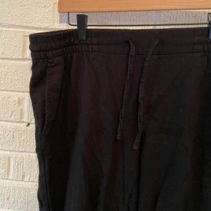 Black linen wide leg pants with elastic waist - old navy